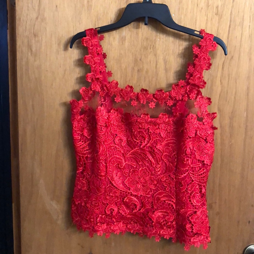 Red Lace Camisole Top